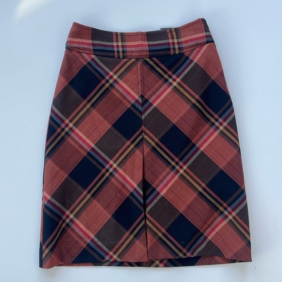 LIMITED Orange Black Fall Autumn Winter Plaid A-line Skirt Size 2, New with Tags - Picture 1 of 7